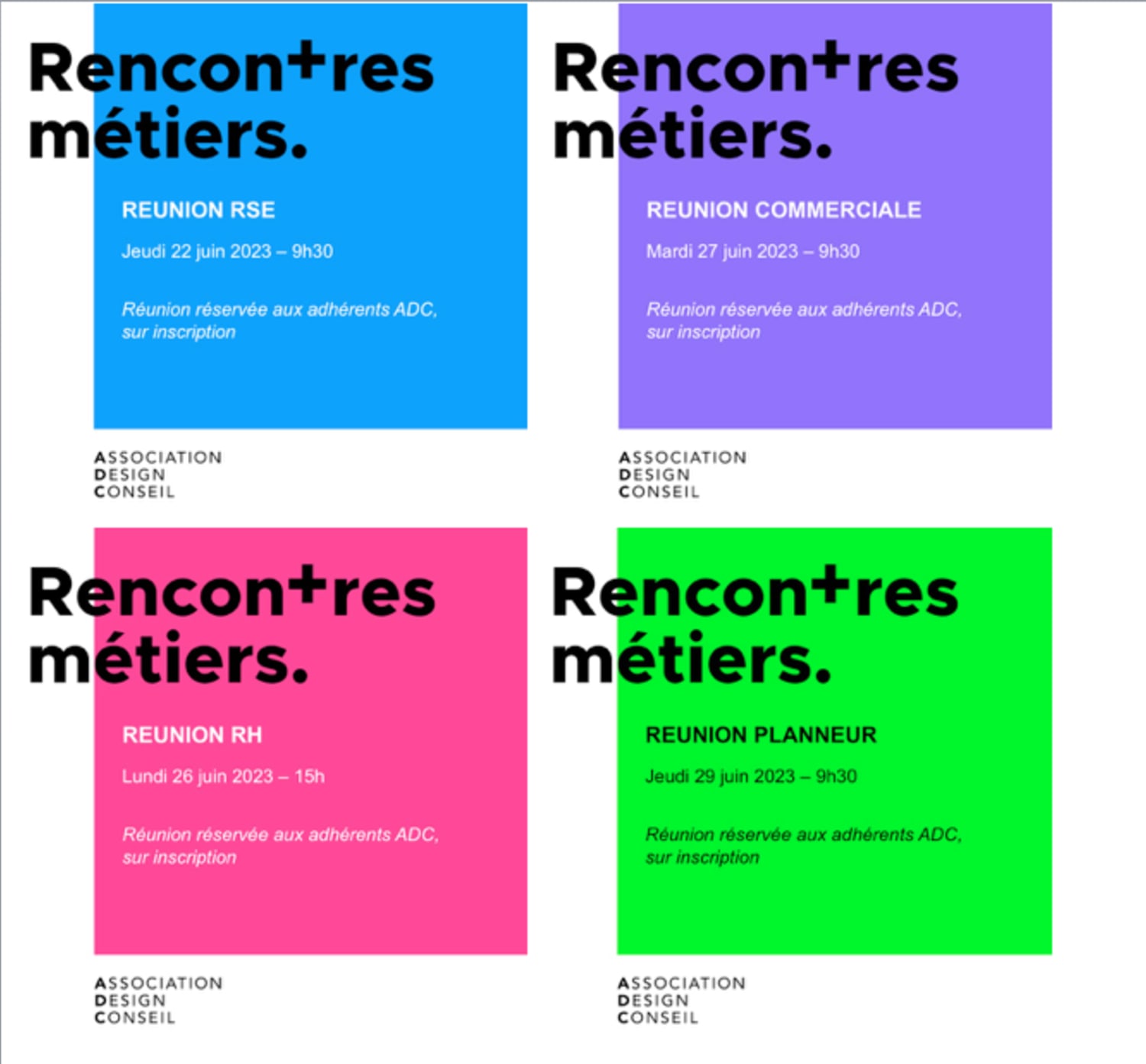 Réunions métiers en juin